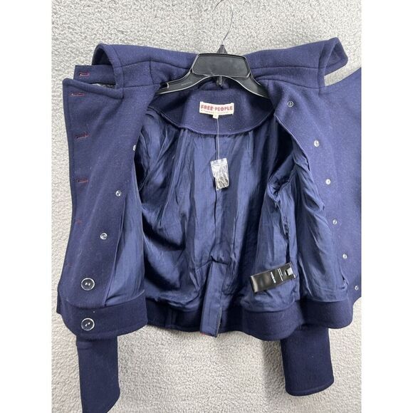 Free People Peacoat Wool Collard Cropped Jacket Coat Double Breasted - Picture 7 of 9